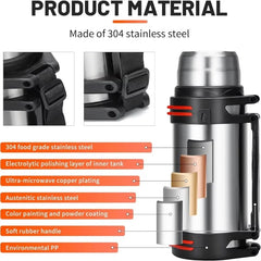 High Capacity 316 Stainless Steel Thermal Flask | Integrated Tea Infuser & Shoulder Carry