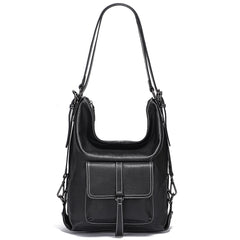 100% Genuine Leather 2-in-1 Shoulder Bag & Backpack – Large Capacity Multifunction Satchel for Women