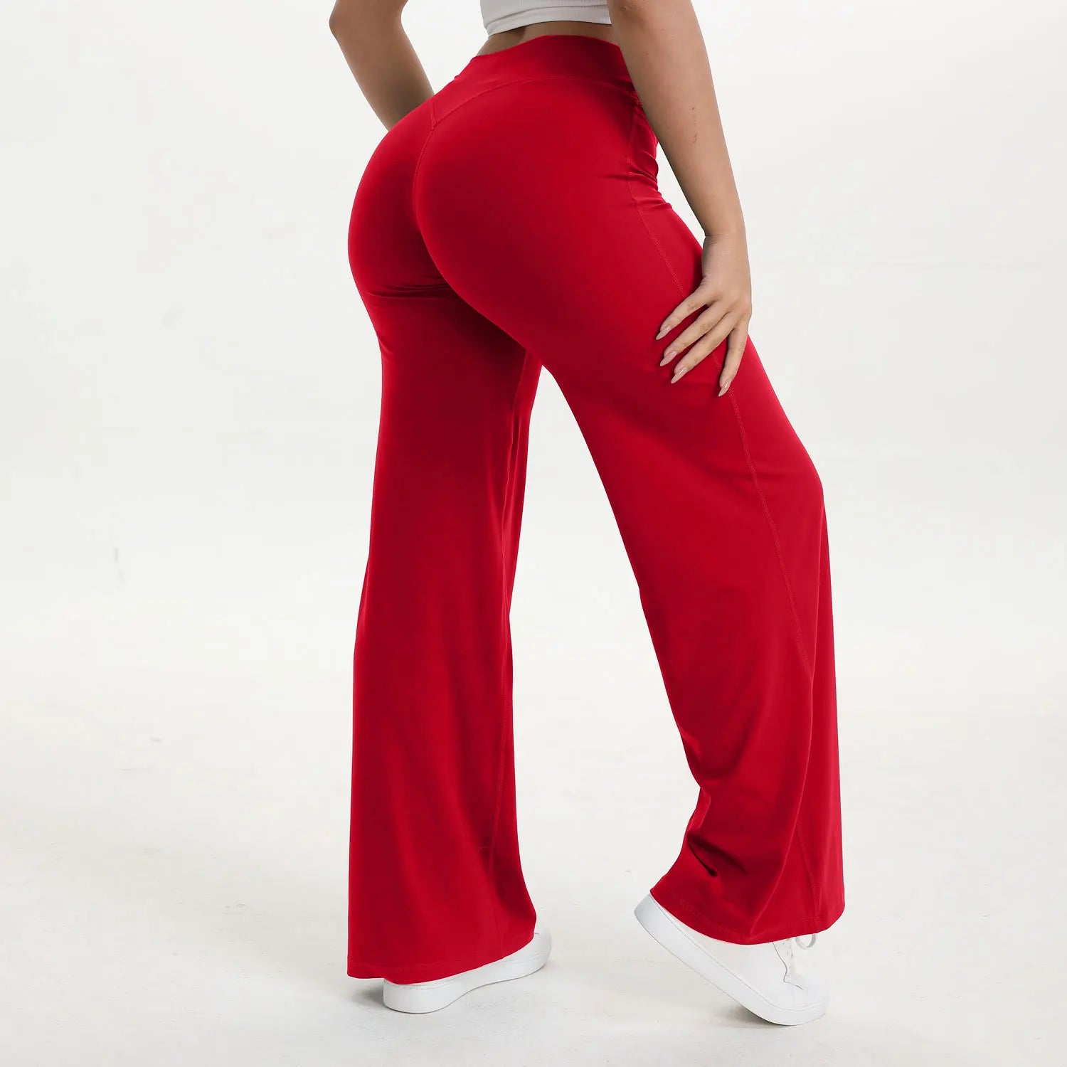 Women's Straight Leg Yoga Pants | Mid-Waist Naked-Feel Pilates Running Gym Leggings Sports Trousers