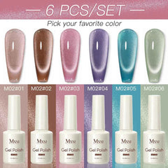 Professional 15ml Magnetic Crystal Cat Eye Gel Collection – 6 Piece High Pigment Red & Pink Reflective System