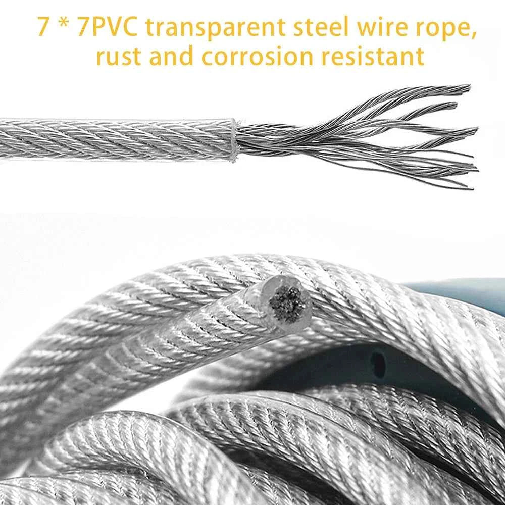 56pcs Complete Wire Rope Kit 25–50M | PVC Coated Steel Cable for Clothesline Guardrail Safety Camping