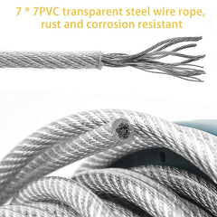 56pcs Complete Wire Rope Kit 25–50M | PVC Coated Steel Cable for Clothesline Guardrail Safety Camping