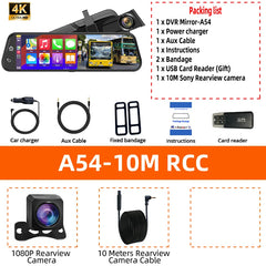 4K Smart Rearview Mirror | Wireless CarPlay & Android Auto Dash Cam