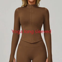 Women's Zipper Long Sleeve Yoga Jacket | Quick-Dry Seamless Crop Sports Top Gym Running Wear