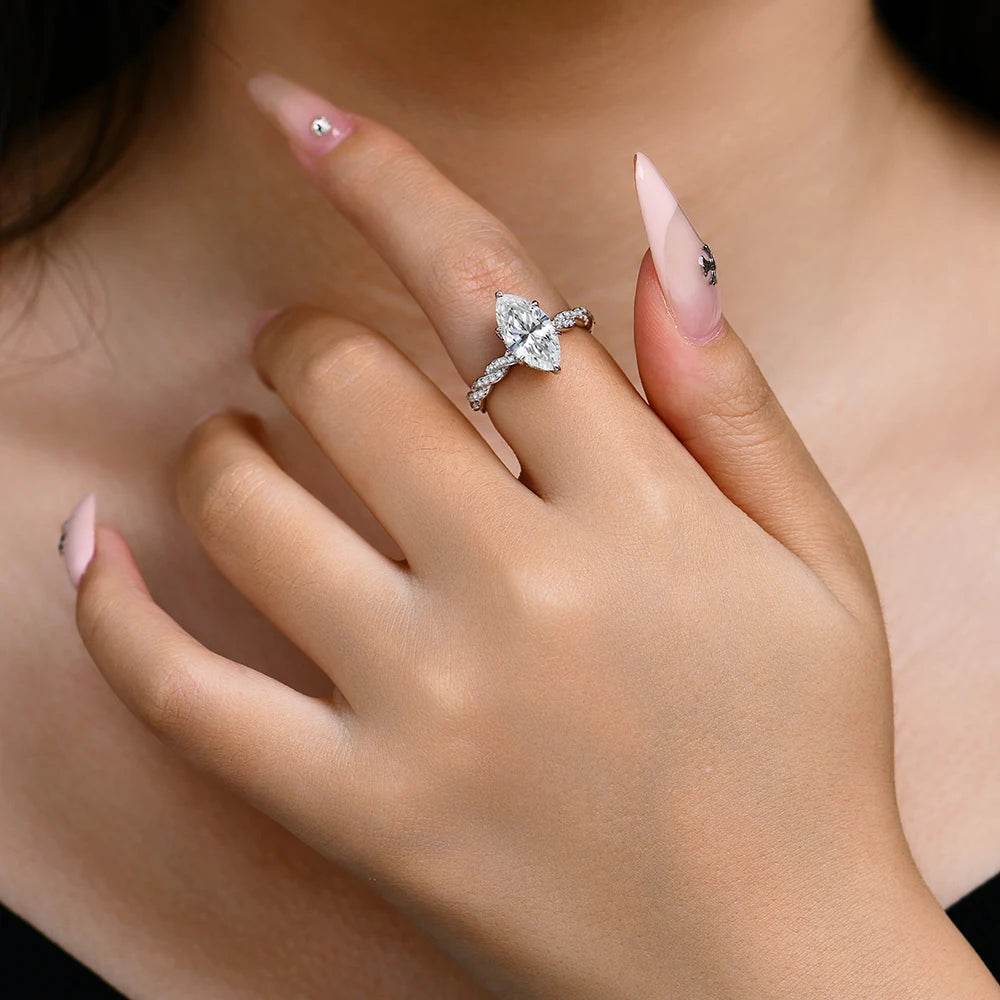 3ct Marquise Cut Moissanite Engagement Ring - SnaggIt