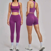 Women's 2-Piece Seamless Yoga Tracksuit | Gym Fitness Set Leggings & Sports Bra Breathable Activewear