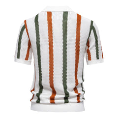 Men's Ribbed Knit Striped Polo | High Utility Breathable Casual Wear