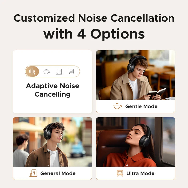 Wireless ANC Headphones | Bluetooth Over-Ear Hi-Res Headset (120H Playtime) by Snagg A Headphone