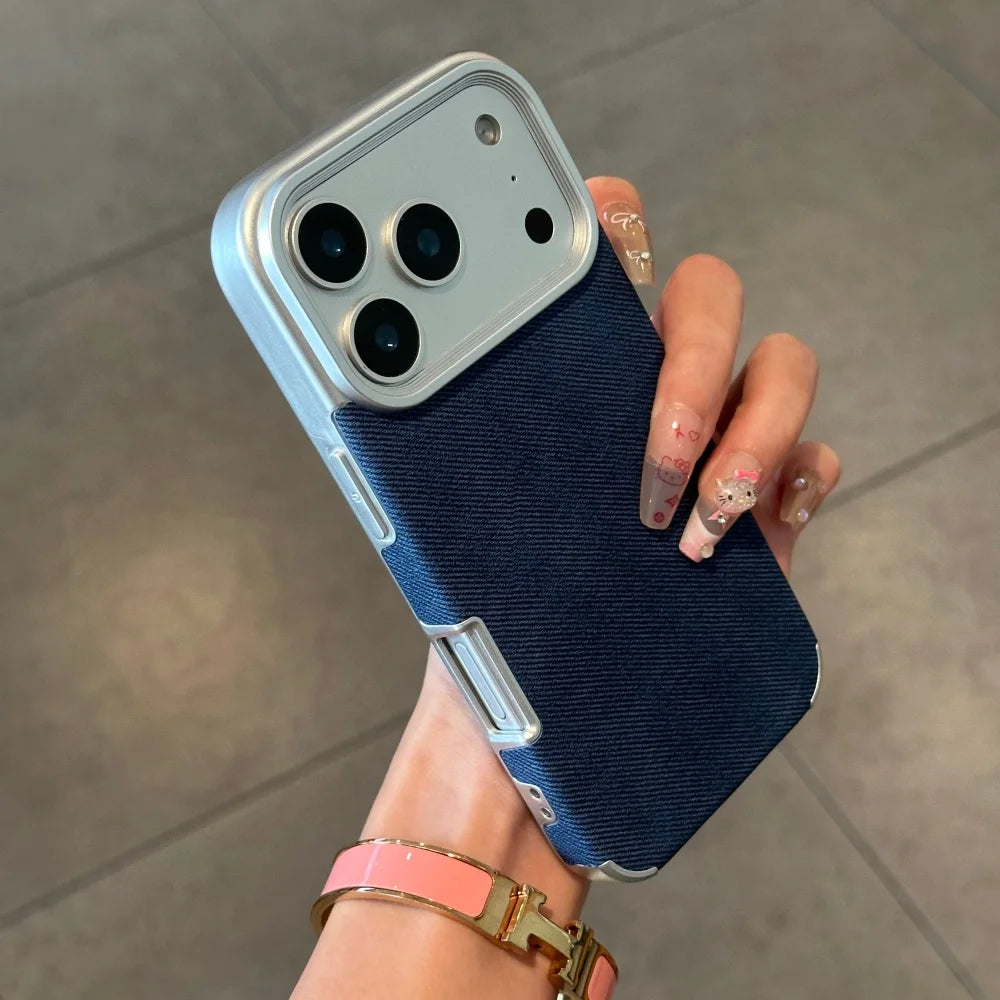 Luxury Jeans Fabric Soft Plating Shockproof Case – for iPhone 15 Series - Phone Cases & Covers