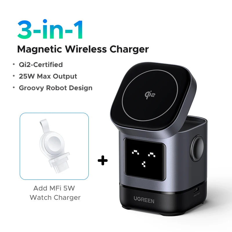 Qi2 15W Magnetic Wireless Charging Stand | USB-C Cable for iPhone 16 17 Pro Max MagSafe Fast Charger