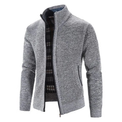 Men’s Single Breasted Knit Cardigan | Slim Fit Mandarin Collar Sweater Coat