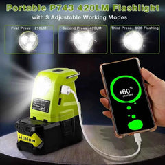 LED spotlight and USB power source for Ryobi 18V batteries – image 5