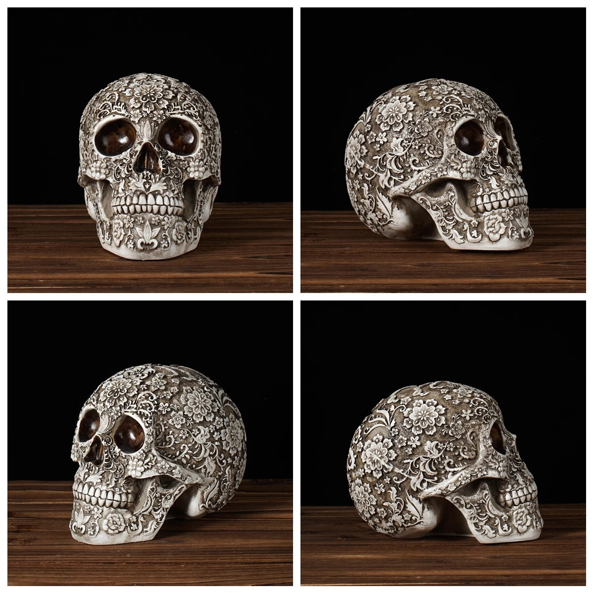Floral Skull Resin Sculpture by Snagg A Sculpture
