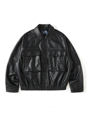 Vintage Black & Brown PU Leather Moto Jacket by Snagg A Jacket