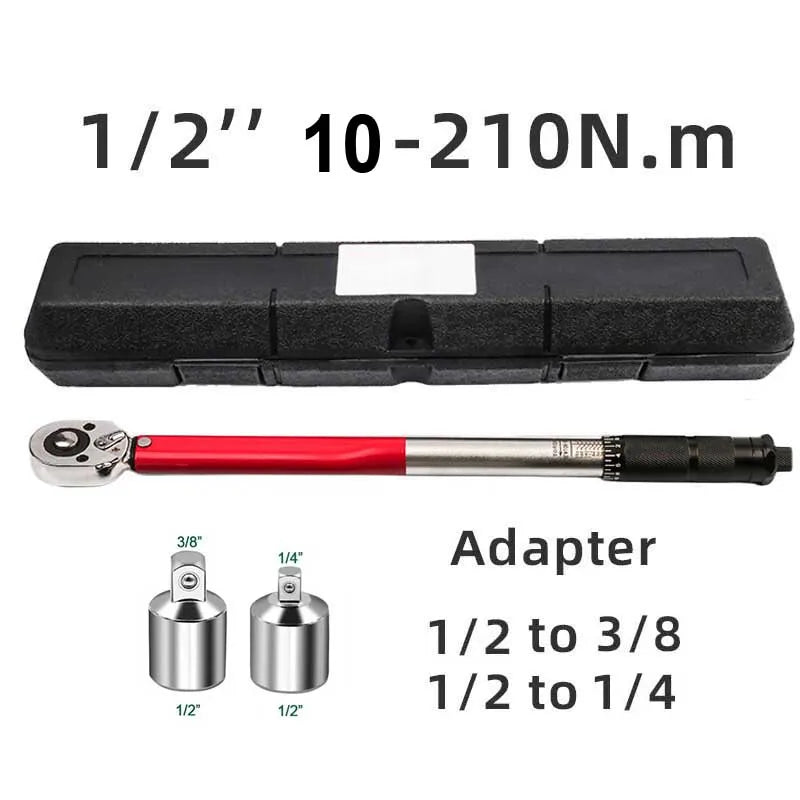 10–210 Nm Torque Wrench 1/2" – Precise Reversible Ratchet for Bicycle, Motorcycle & Automotive