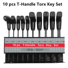 10 Pcs Professional T-Handle Hex Key Set | Metric or SAE Master Allen Wrench Kit with Wall-Mount Storage Stand