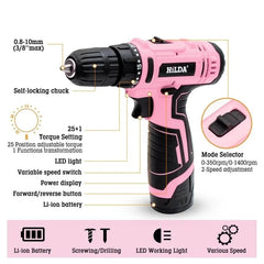 12V Pink Cordless Drill Set - SnaggIt