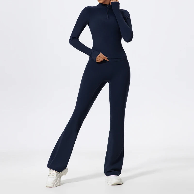 Women's Long Sleeve Workout Suit | Quick-Dry Gym Bra & Short Tracksuit Running Yoga Clothes Set
