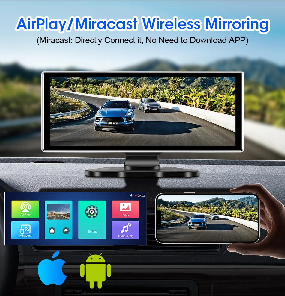 Dual Lens Car DVR with Wireless CarPlay by Snagg A Car DVR