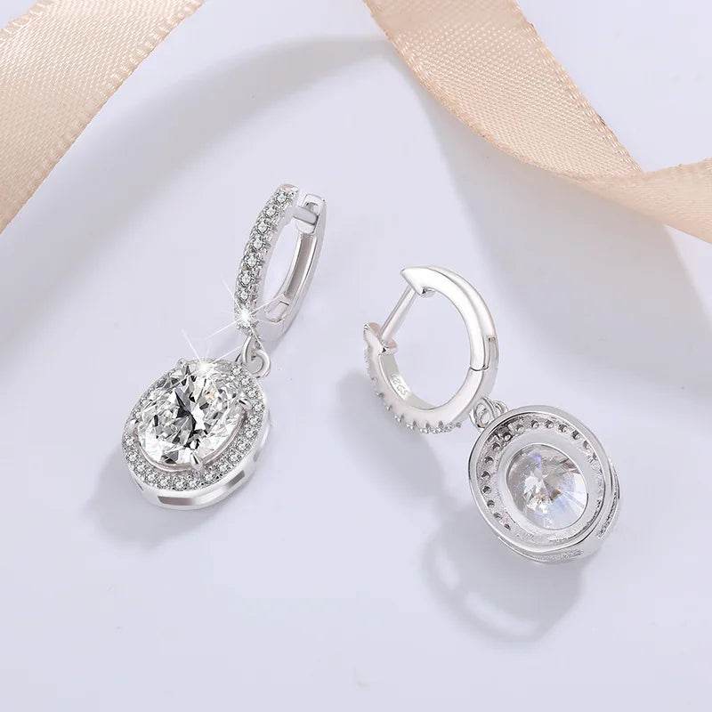 4CT True Pink Oval Moissanite Drop Earrings - SnaggIt