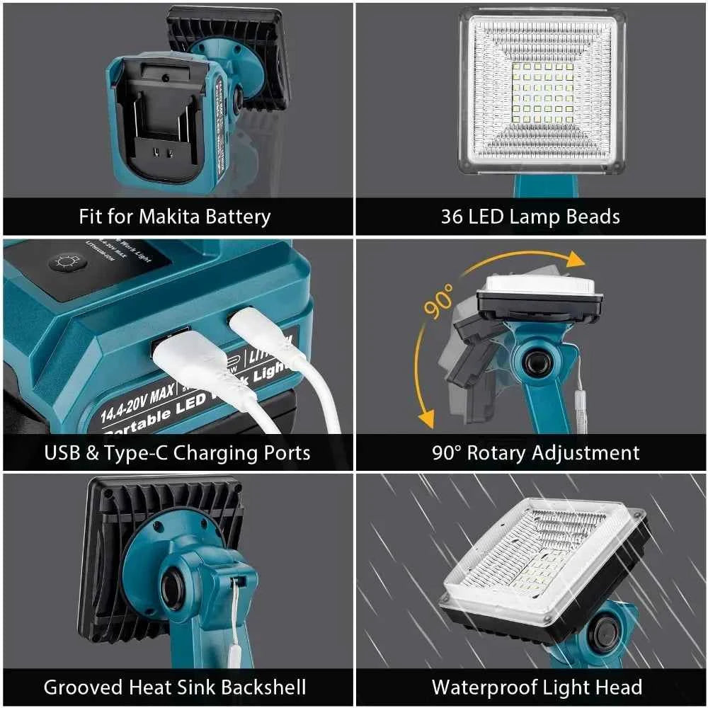 15W cordless LED work light for Makita 18V batteries – image 3