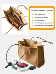 Genuine Leather Large Capacity Tote Bag – Women's Shoulder Purse & Shopper for Work & Daily Carry