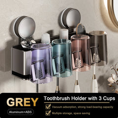 Suction Cup Toothbrush Holder with Mouthwash Cups & Shelf by Snagg A Toothbrush Holder