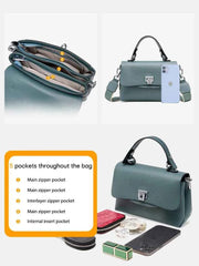 Genuine Leather Envelope Top-Handle Bag – Simple Luxury Women's Shoulder & Small Crossbody Handbag