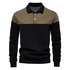 Men’s Premium Color Block Sweatshirt | Business Casual Polo-Collar Pullover