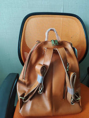 Genuine Leather Classic Backpack Purse – Roomy A4 & iPad-Fit Knapsack Satchel Rucksack for Women (0.82kg)