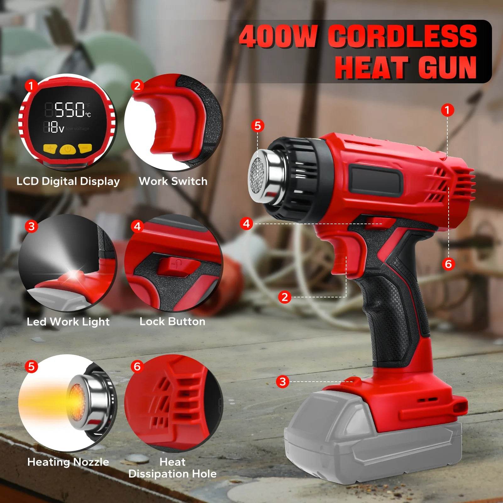 Cordless Heat Gun 400W with LCD Display - SnaggIt