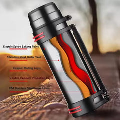 High Capacity 316 Stainless Steel Thermal Flask | Integrated Tea Infuser & Shoulder Carry