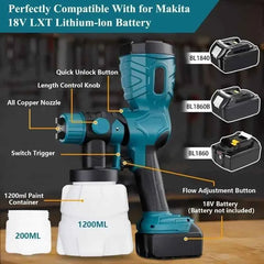 Cordless HVLP Paint Sprayer – 300W Electric Spray Gun for 18V/20V Batteries