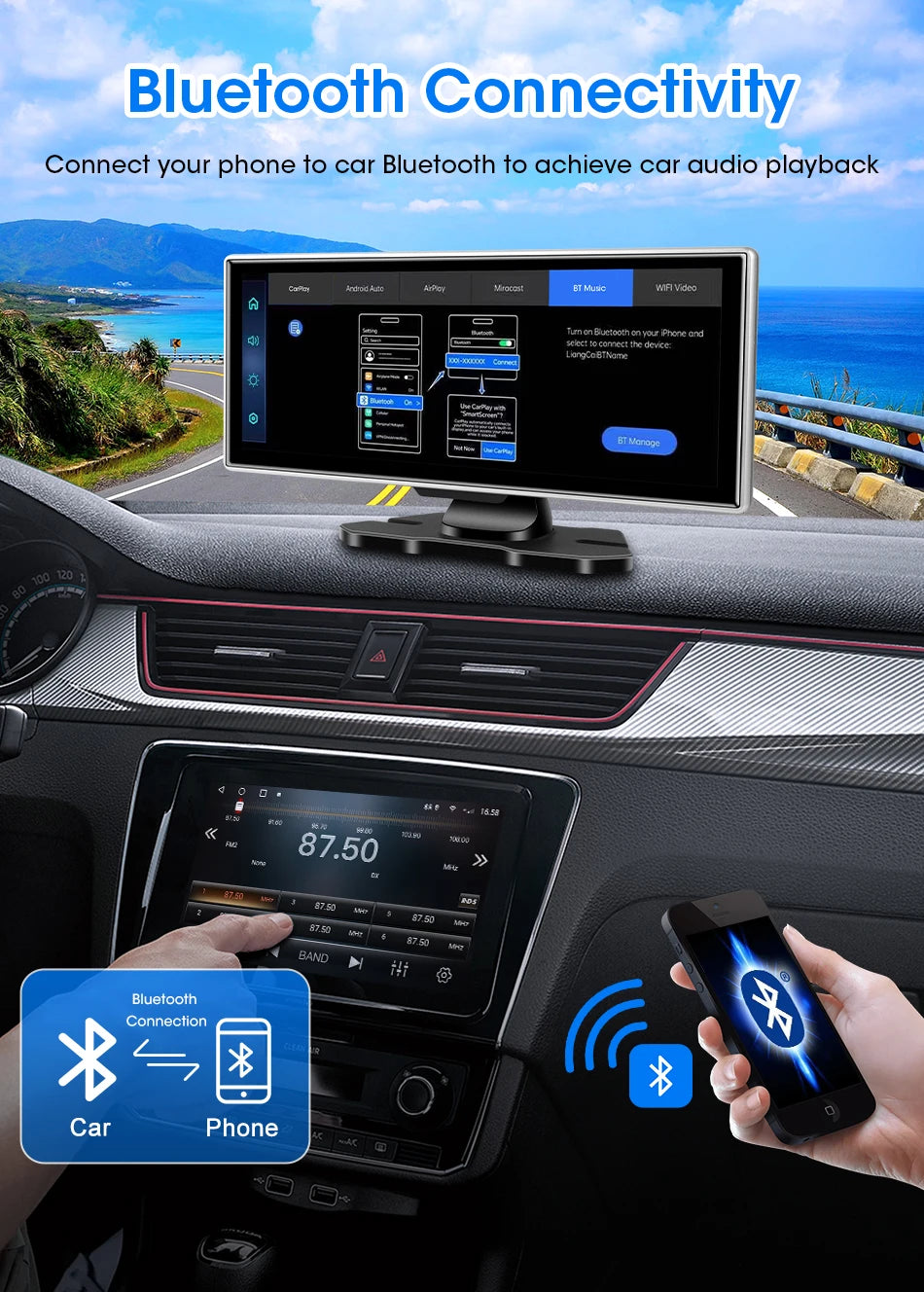 Dual Lens Car DVR with Wireless CarPlay by Snagg A Car DVR