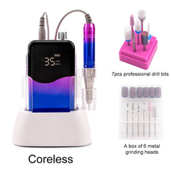 Professional 35,000 RPM Coreless Motor Nail Drill – High Torque 65W Wireless Desktop Station