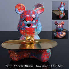 Colorful Bear Resin Figurine with Tray by Snagg A Sculpture