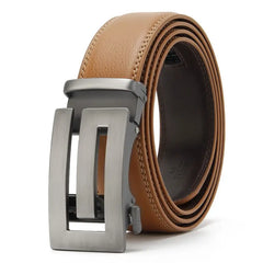 Luxury Men’s Automatic Leather Belt — Genuine Leather Adjustable Strap (110–130cm)