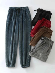 Men's Thickened Flannel Sleep Pants | Winter Loose High Waist Straight Leg Coral Velvet Fleece