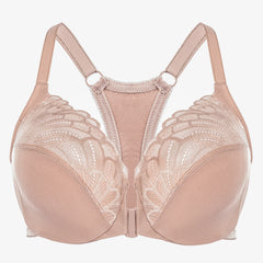 Plus Size Front Closure Lace Underwire Racerback Full Coverage Bra