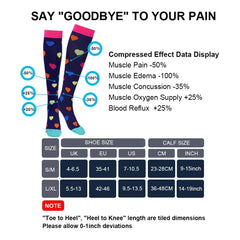 Unisex Compression Socks 20–30 mmHg Graduated Support for Nurses, Runners & Travel
