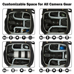 DSLR Camera Backpack with Tripod Holder – Waterproof Photographer Backpack Fits 15" Laptop (36–55L)