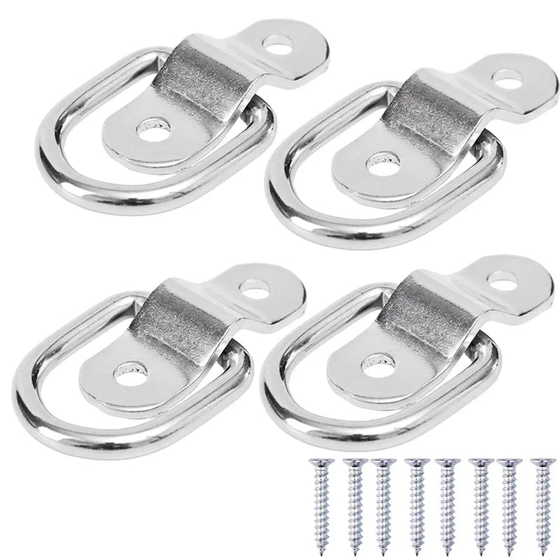 Stainless Steel D-Ring Tie Down Anchor | Lashing Ring Pull Hook for Car Boat Cargo Trailer RV Van