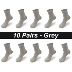 10 Pair Bamboo Business Socks, Soft, Breathable Black Crew (Sizes 39–48)