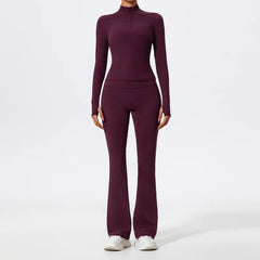 Women's Long Sleeve Workout Suit | Quick-Dry Gym Bra & Short Tracksuit Running Yoga Clothes Set