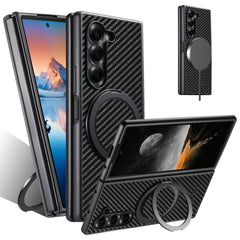 Magnetic Folding Carbon Fiber Pattern Samsung Galaxy Z Fold 7 6 5 Cases by Snagg A Phone Case