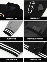 Men’s Vintage Letter Embroidery Bomber Jacket by Snagg A Jacket