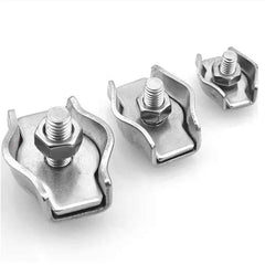Waterproof Stainless Steel Wire Rope Clips M2–M6 | Single/Double Grip Cable Clamps Chuck Lock 1–5pcs