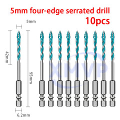 Four-edge serrated eccentric drill bit, high-hardness tile drilling, concrete Nemesis, super-hard special electric drill