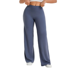 Women's Straight Leg Yoga Pants | Mid-Waist Naked-Feel Pilates Running Gym Leggings Sports Trousers