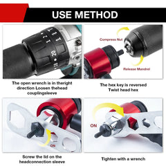 Electric Rivet Nut Gun Converter – M3–M8 Industrial Riveting Tool Attachment